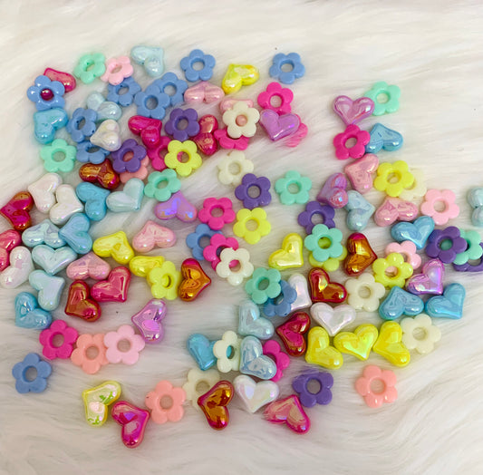 「Creamy Beads」Heart & Flower in Multi Colors DIY Charm Collection FunBeauty Free Shipping over $30